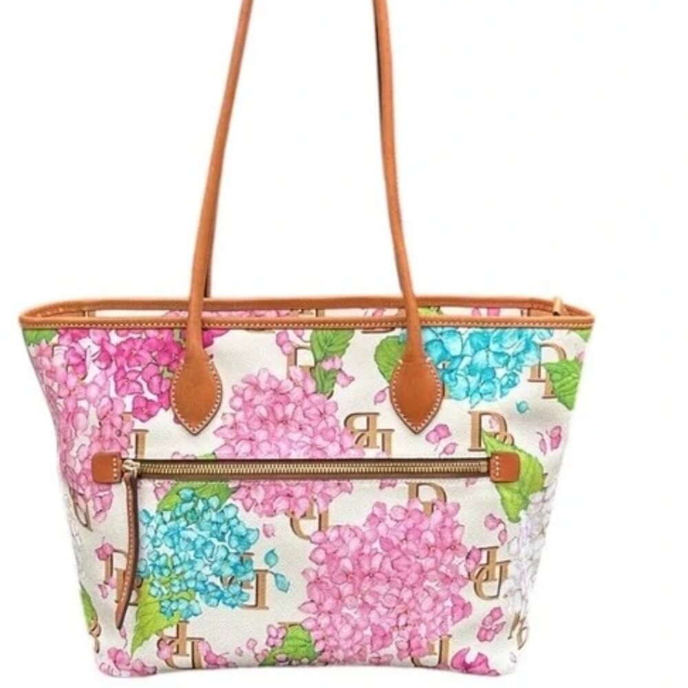 Dooney & Bourke Hydrangeas Monogram Shoulder Bag Excellent Condition